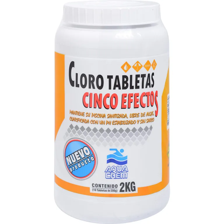 Cloro para Piscinas Tableta 2 kg Frasco (plástico/vidrio)