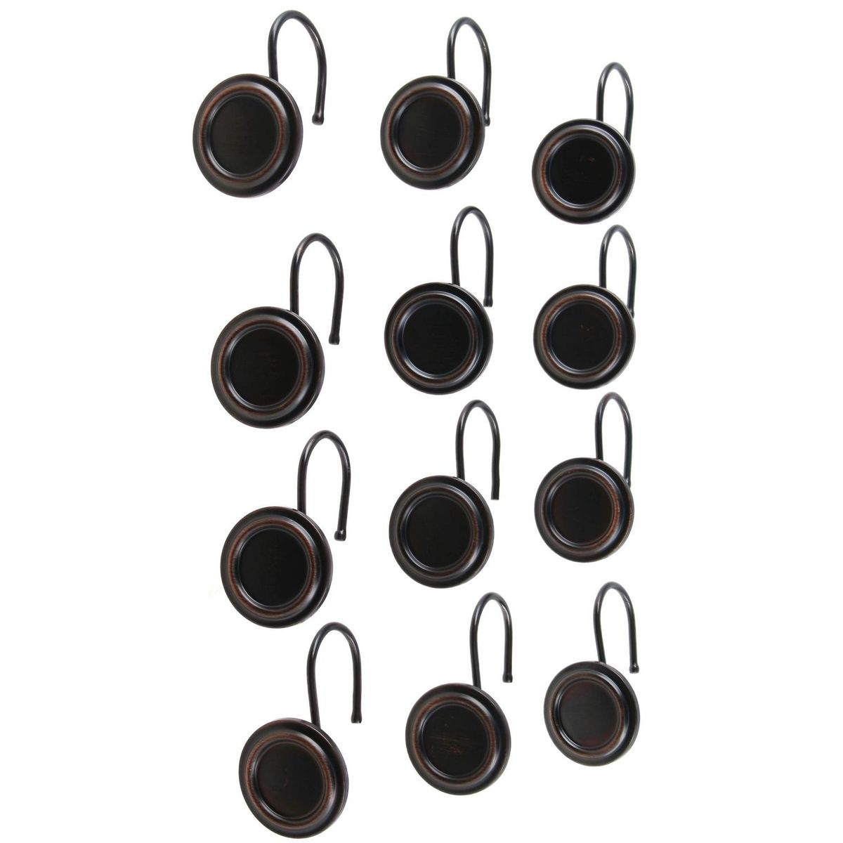 JUST HOME COLLECTION - Set de ganchos para cortina de baño 12 unidades negro