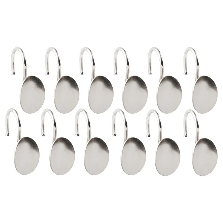 Set de ganchos para cortina de baño 12 unidades plateado