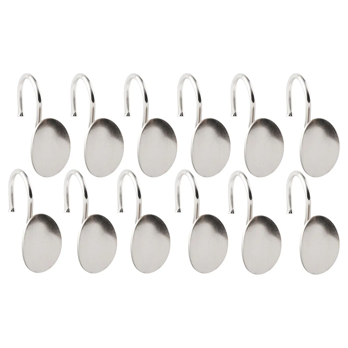 JUST HOME COLLECTION - Set de ganchos para cortina de baño 12 unidades plateado