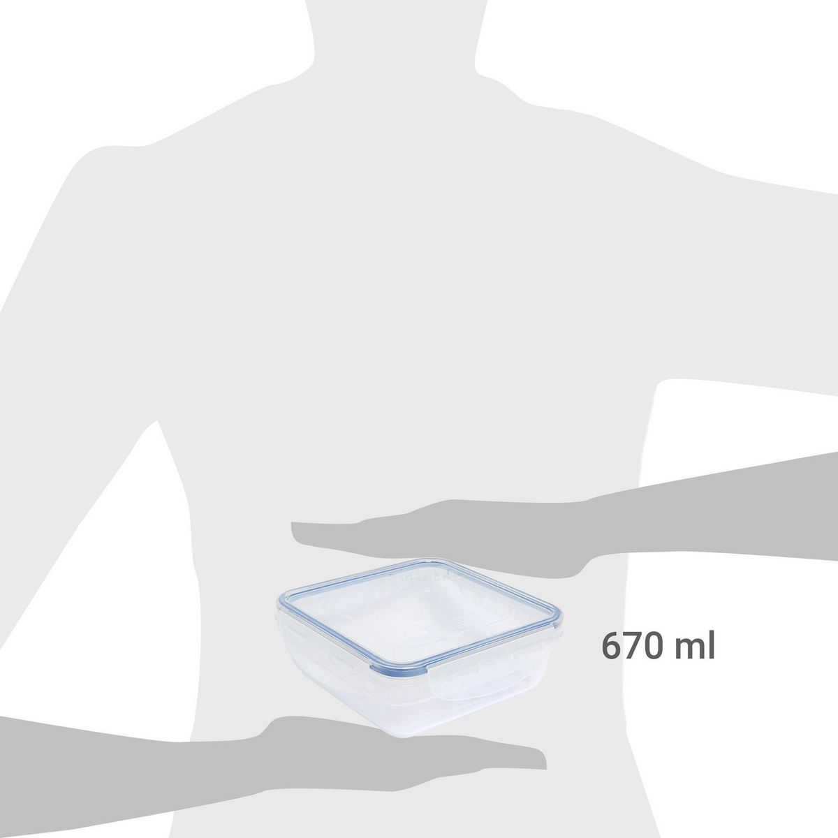 JUST HOME COLLECTION - Contenedor de Alimentos Cuadrado Plástico 670 ml