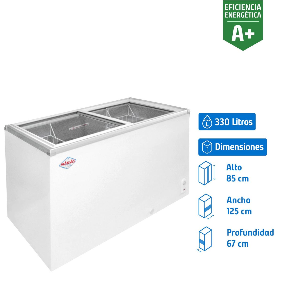 MAIGAS - Congelador Industrial Horizontal 330 Litros Blanco SD-410