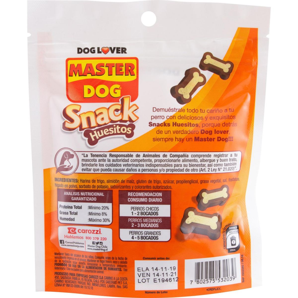 MASTER DOG - Snack huesitos para perro adulto 65 gr