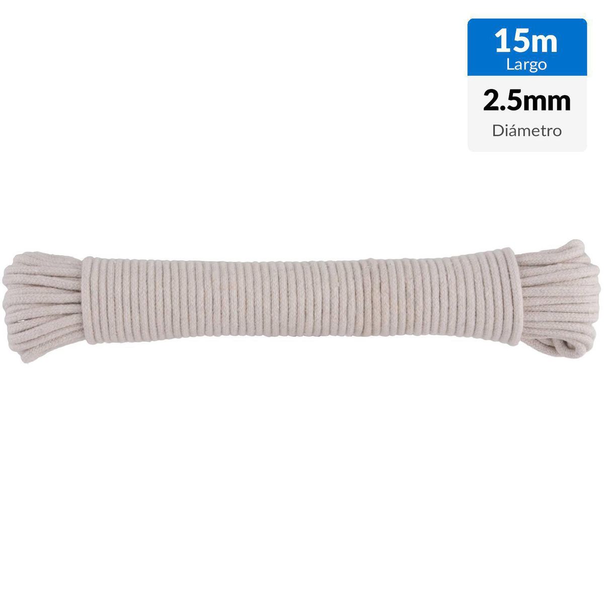 FIXSER - Cuerda Algodón Trenzado 2.5 mm 15 m Blanco