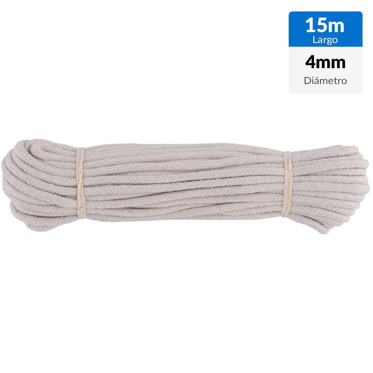 FIXSER - Cuerda Algodón Trenzado 4 mm 15 m Natural
