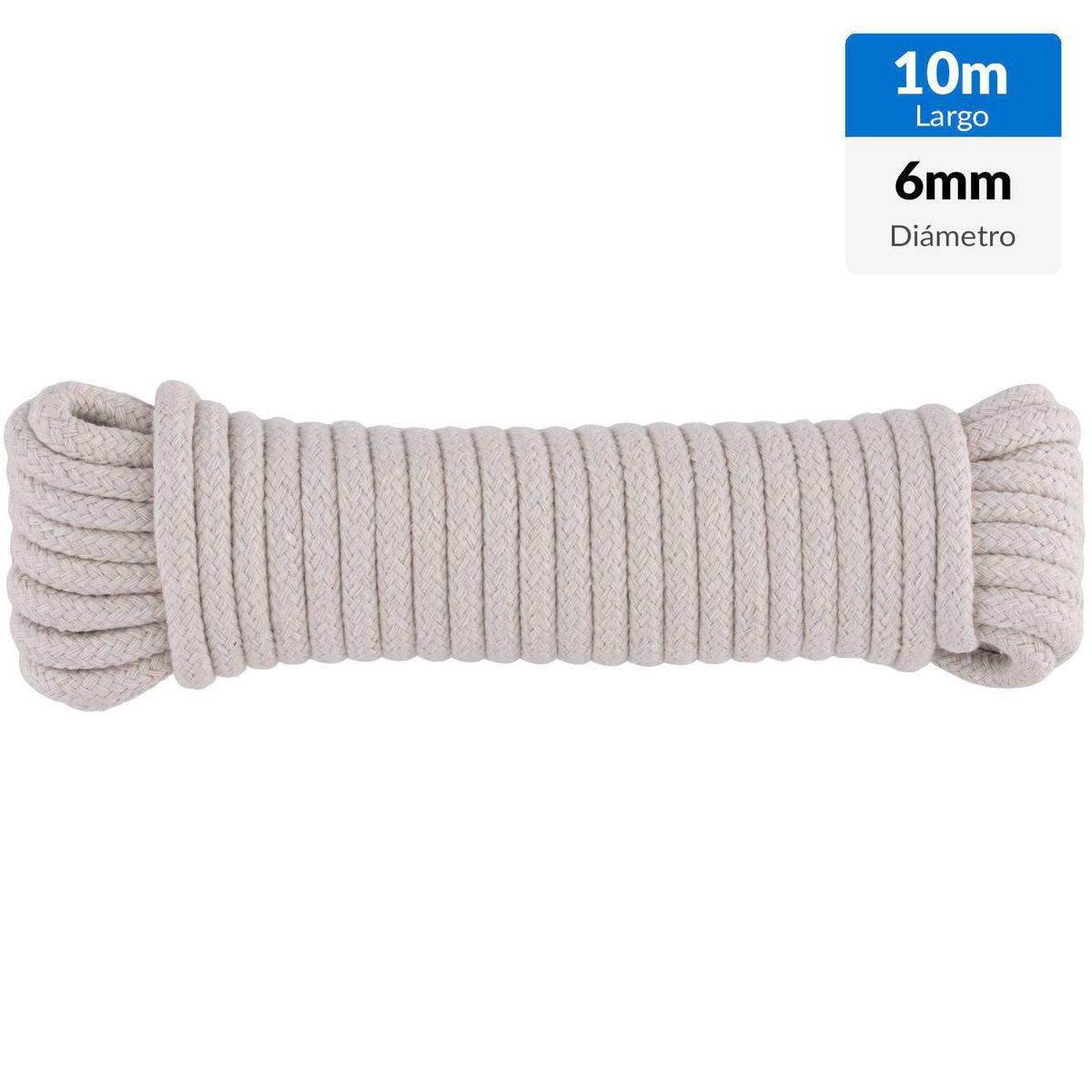 FIXSER - Cuerda Algodón Trenzado 6 mm 10 m Natural