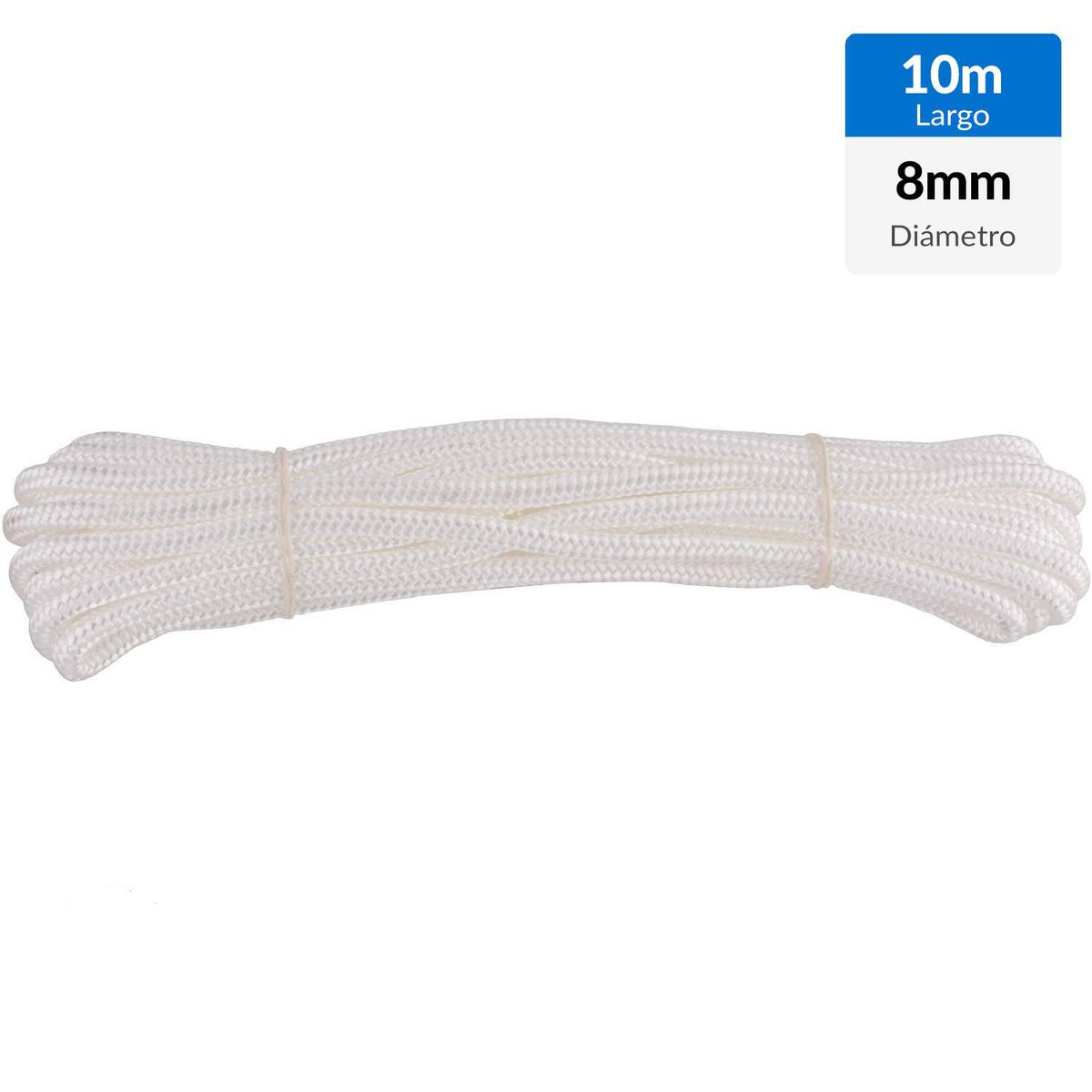 FIXSER - Cuerda Nylon Trenzado 8 mm 10 m Blanco