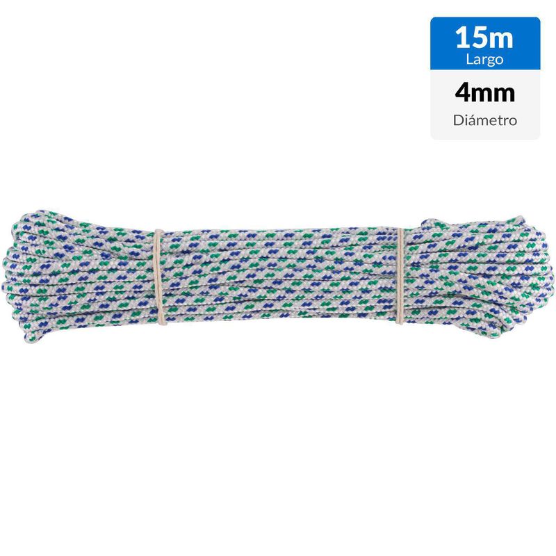 FIXSER - Cuerda de polipropileno trenzado 4 mm x 15 m
