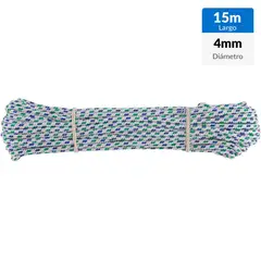 FIXSER - Cuerda Polipropileno Cuerda 4 mm 15 m Blanco/rojo