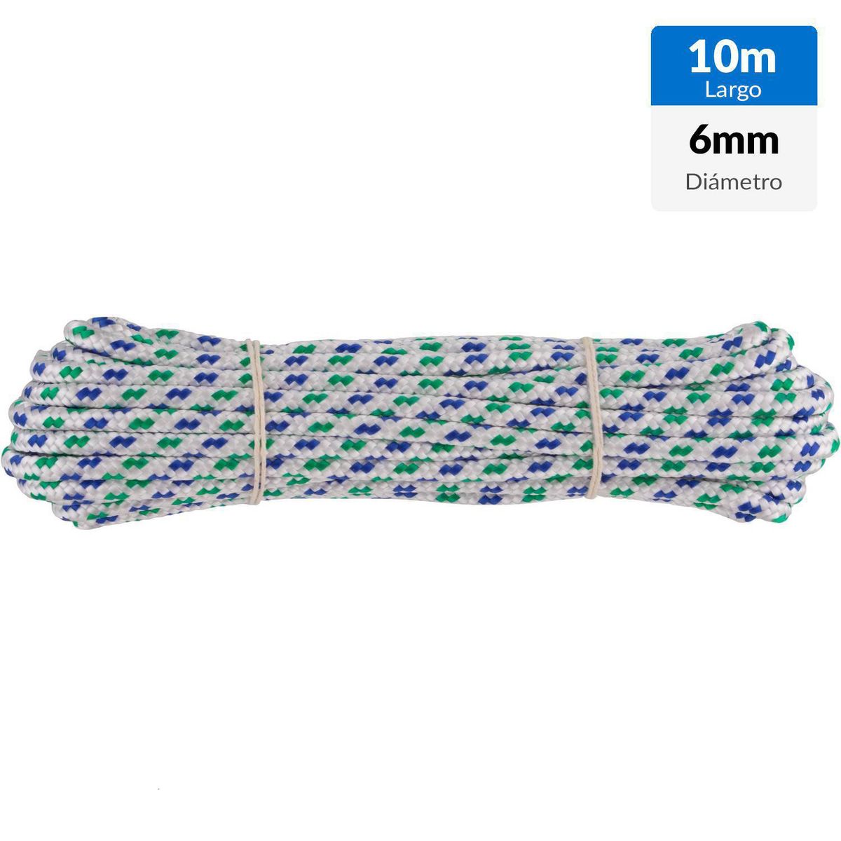 FIXSER - Cuerda Polipropileno Trenzado 6 mm 10 m Blanco/rojo