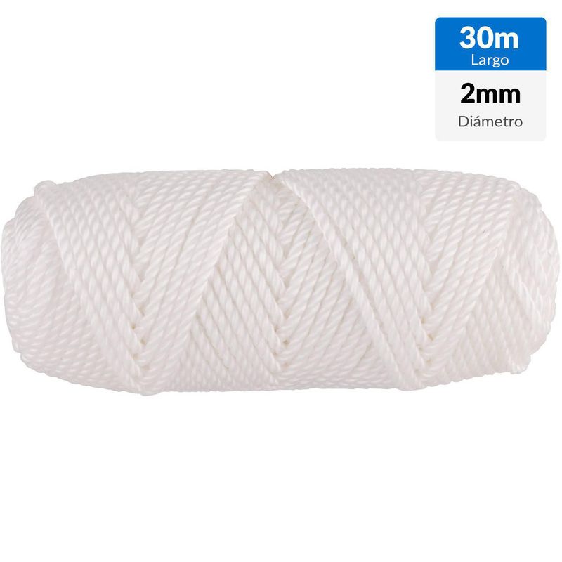 FIXSER - Cuerda de polipropileno trenzado 2 mm x 30 m