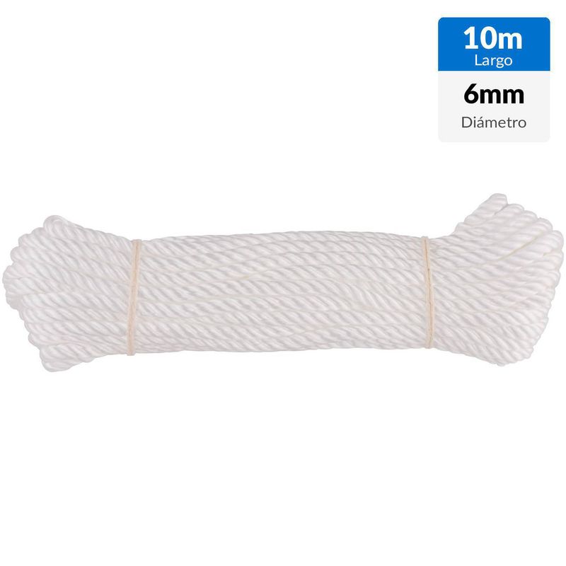 FIXSER - Cuerda de polipropileno trenzado 6 mm x 10 m