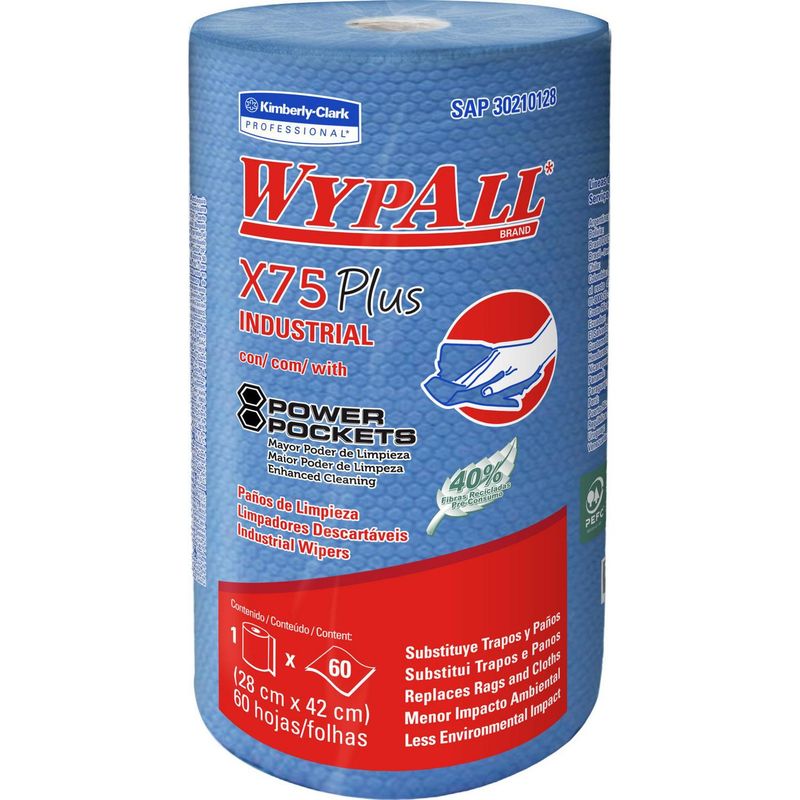 WYPALL - Paños industriales X75 plus 6 Rollos x 60 unidades