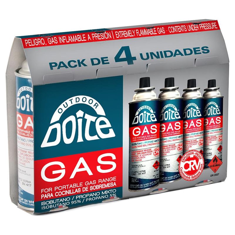 DOITE - Pack de gas para cocinillas 4 unidades