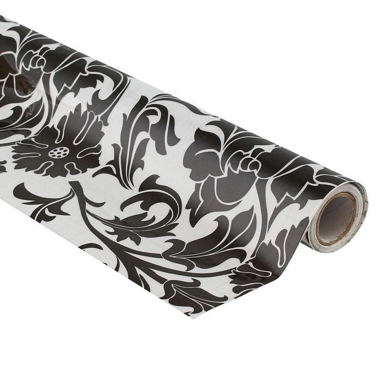 MURESCO - Papel Pvc Adhesivo Transparente Flores Negro