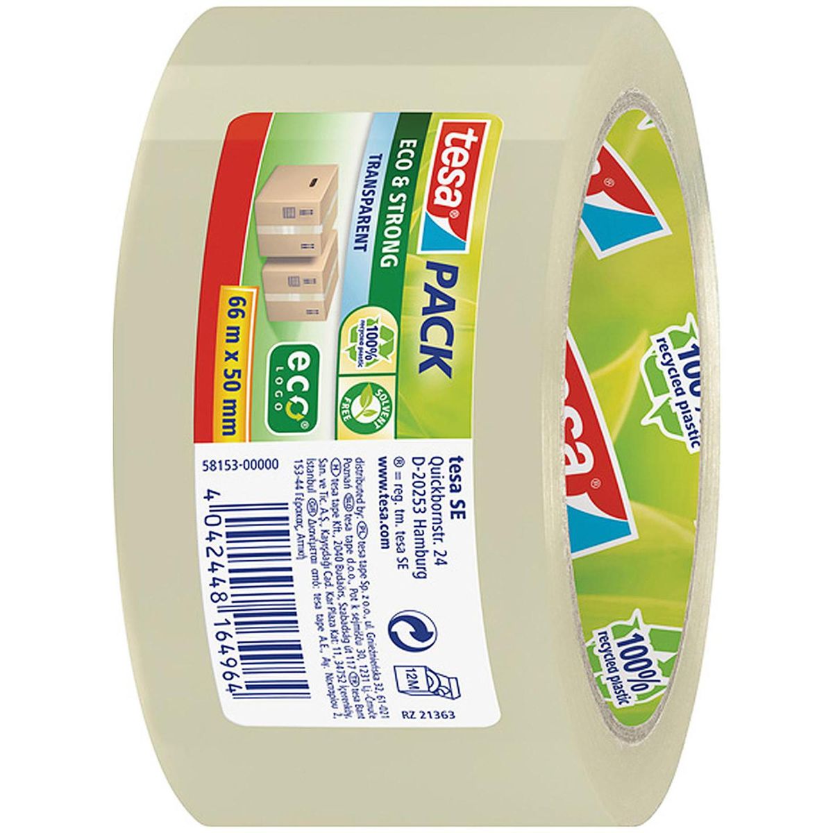 TESA - Cinta adhesiva para embalaje Eco transparente 50 mm 66 m