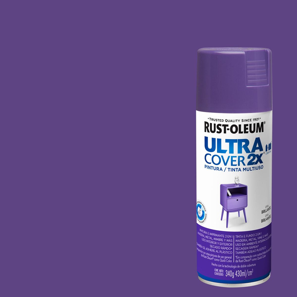 RUST OLEUM - Pintura Spray 0.34 kg Brillante Uva
