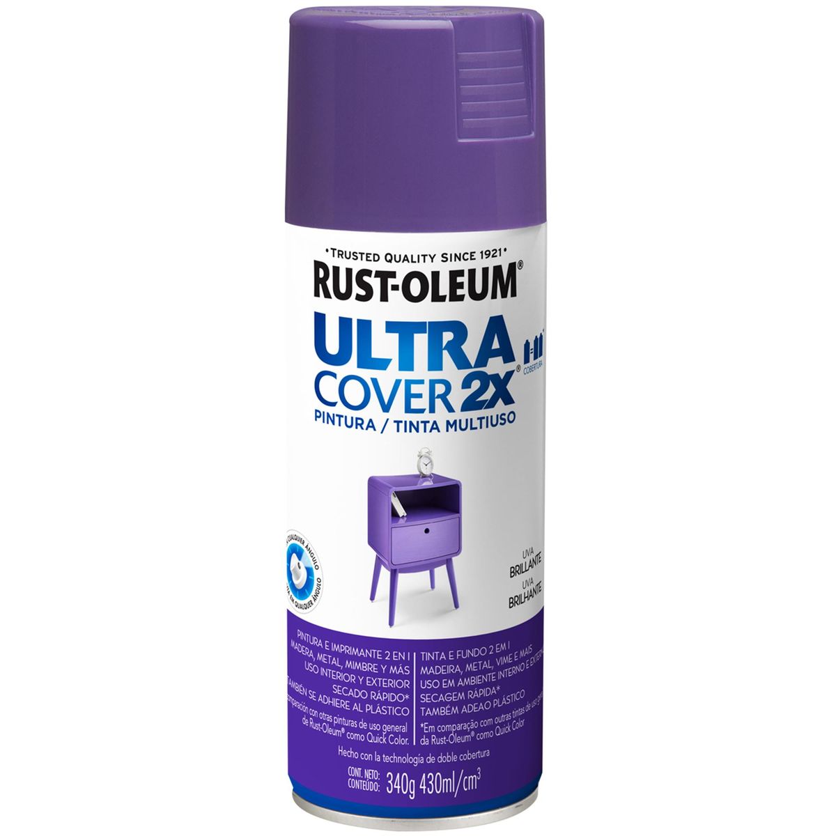 RUST OLEUM - Pintura Spray 0.34 kg Brillante Uva