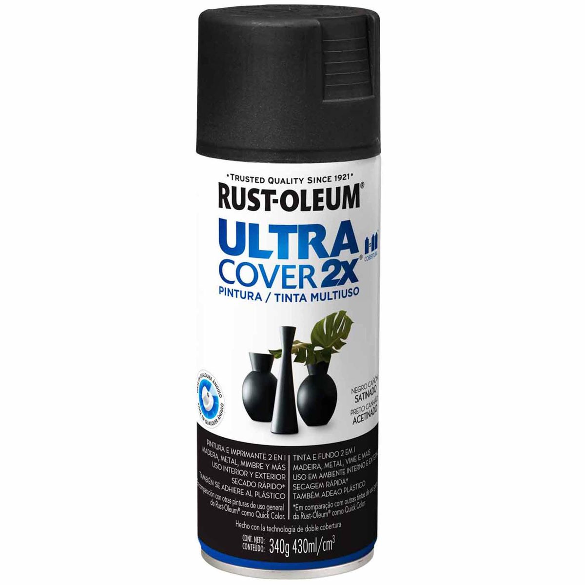 RUST OLEUM - Pintura Spray 0.43 l Satinado Negro