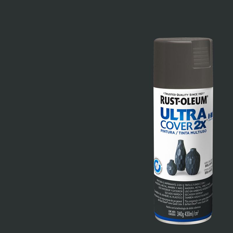 RUST OLEUM - Pintura en spray brillante 340 gr gris oscuro