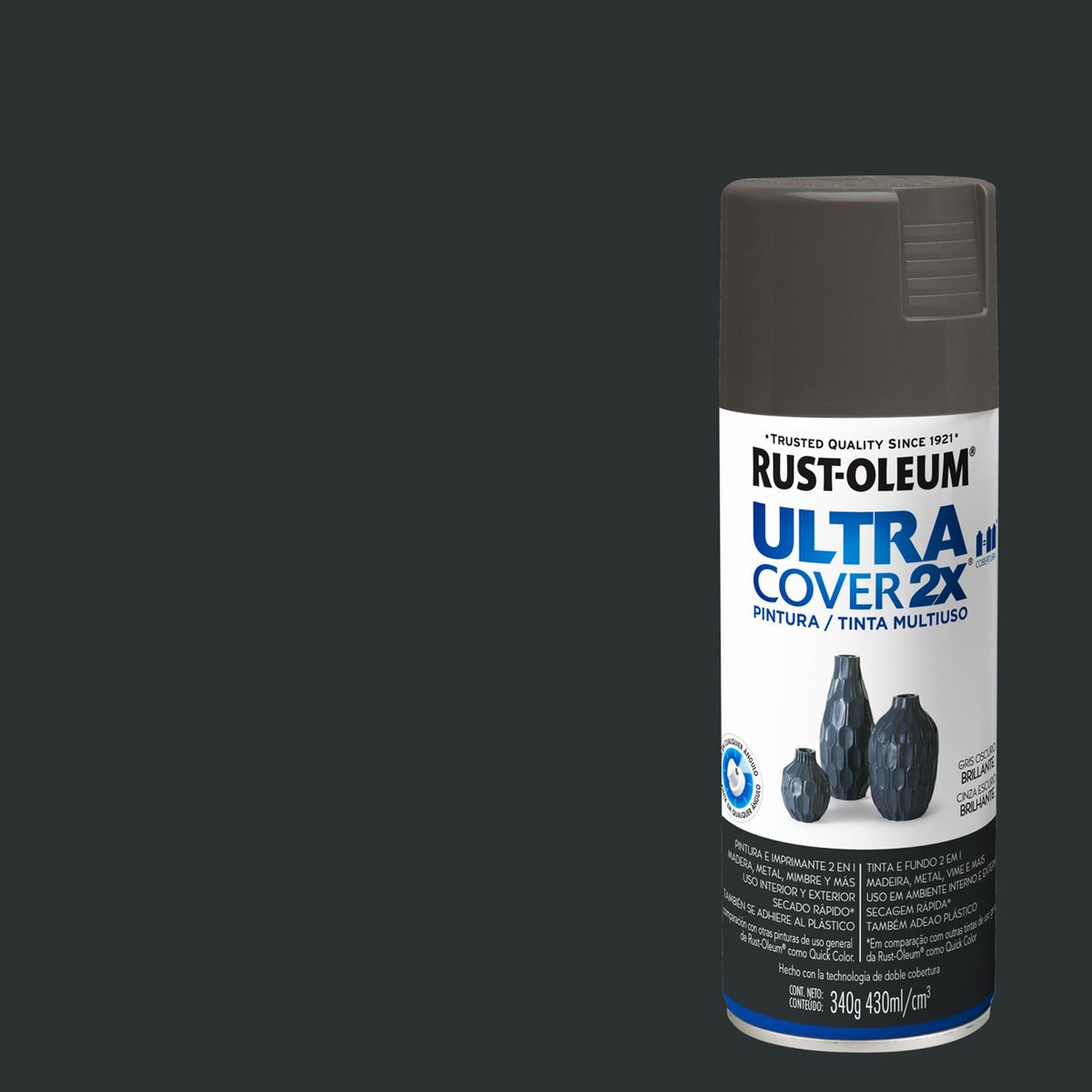 RUST OLEUM - Pintura Spray 0.43 l Brillante Gris Oscuro