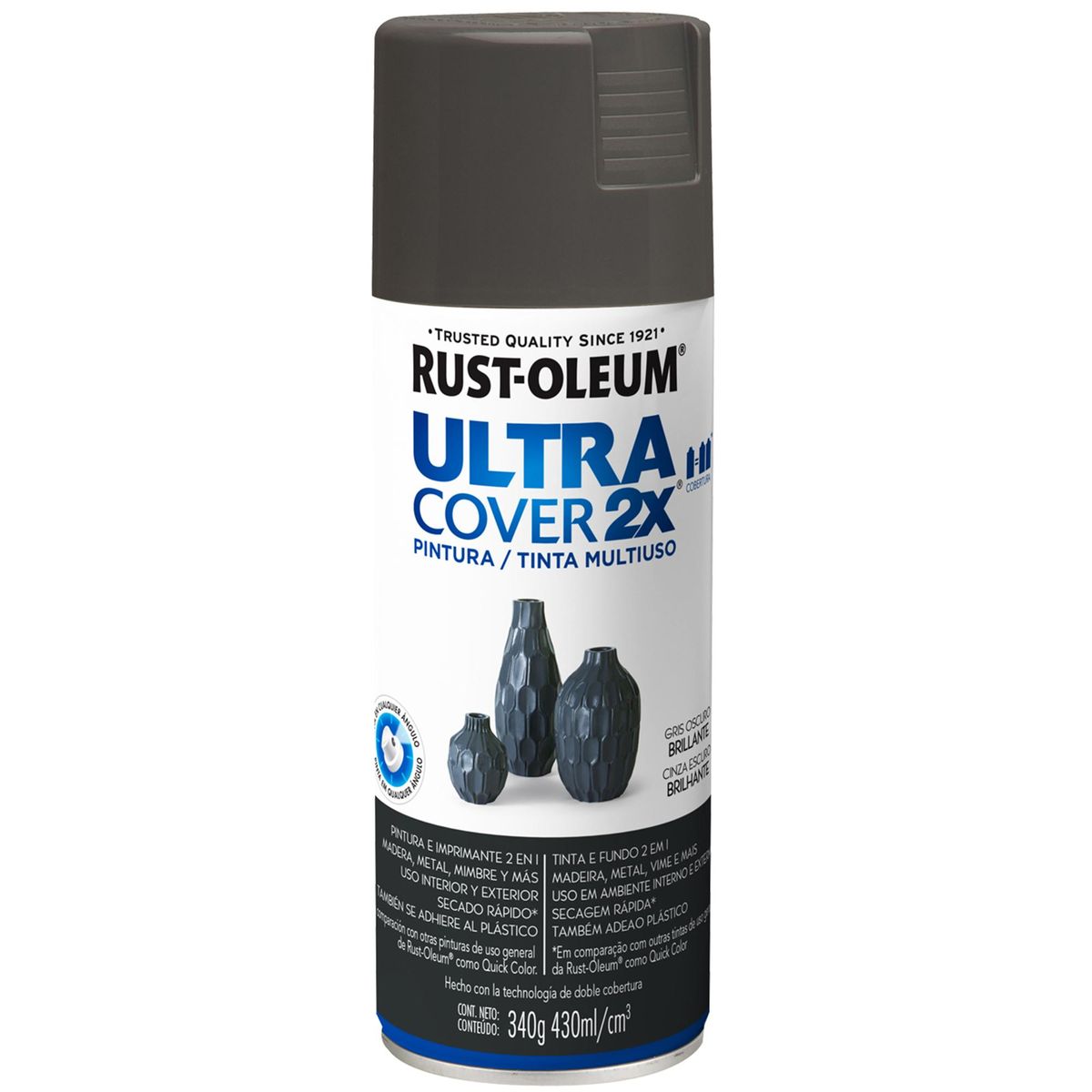 RUST OLEUM - Pintura Spray 0.43 l Brillante Gris Oscuro