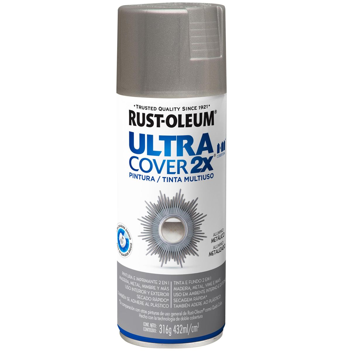 Pintura Spray 0.395 l Semibrillante Aluminio, marca RUST OLEUM - Foto 2