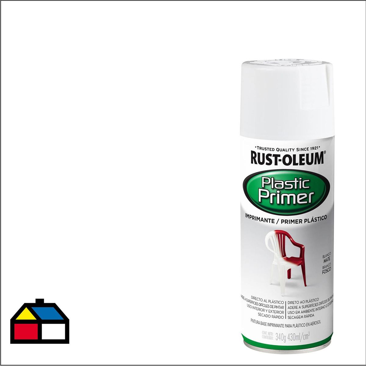 RUST OLEUM - Imprimante en spray para plástico brillante 340 gr blanco