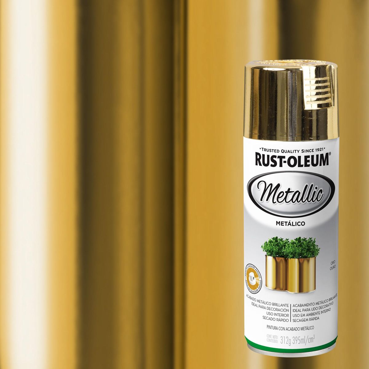 RUST OLEUM - Pintura Spray 0.395 l Brillante Oro