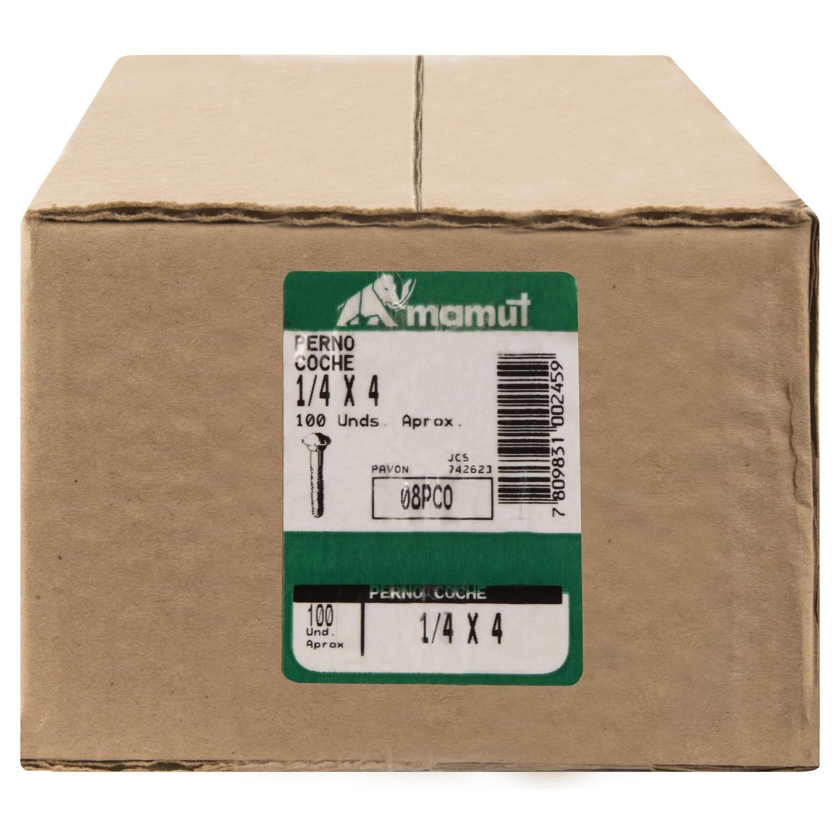 MAMUT - Perno coche 1/4X4 pavonado 100 unidades