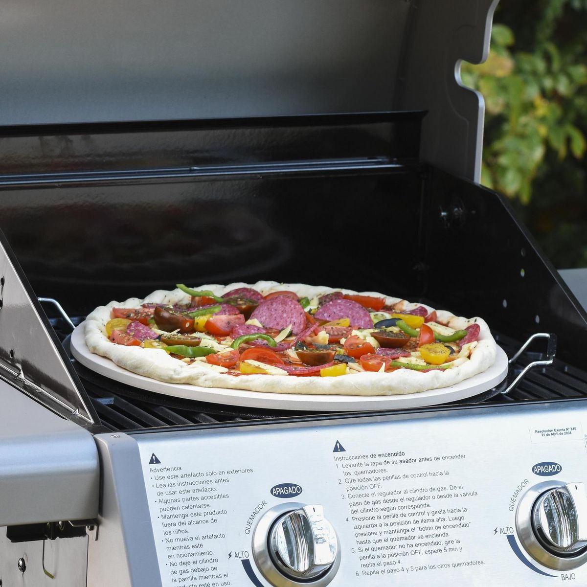 MR BEEF - Piedra Redonda para Pizza 38 cm Metal Gris