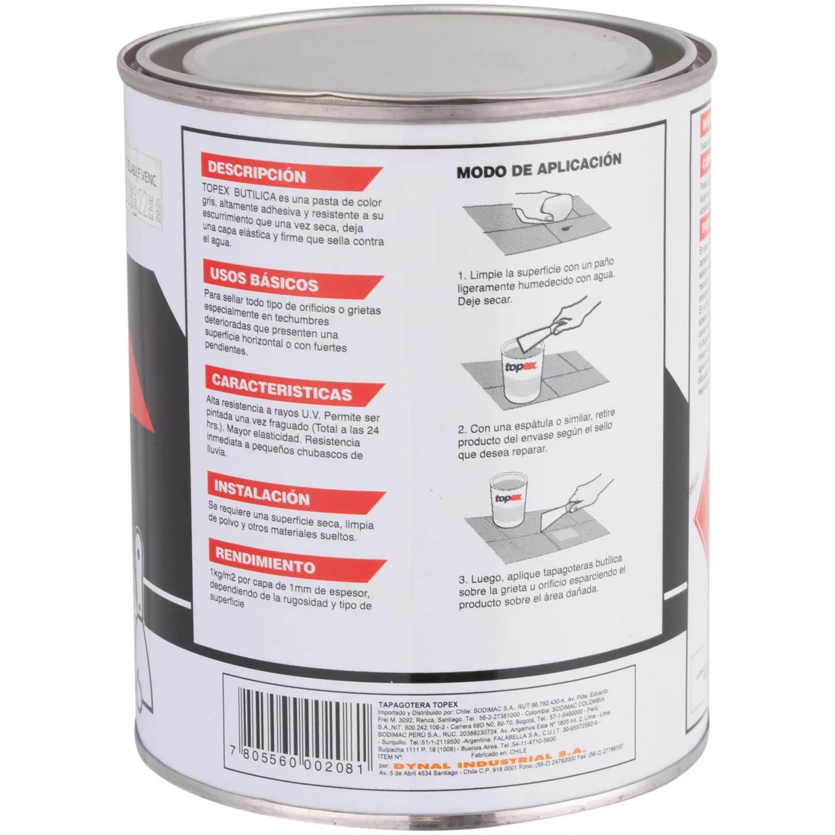 TOPEX - Sellante butílica tapagoteras 1/4 gl