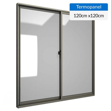 Ventana termopanel aluminio 120x120 cm titanio corredera