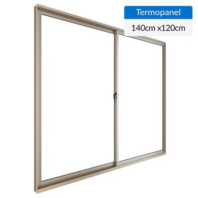 Ventana termopanel aluminio 140x120 cm titanio corredera
