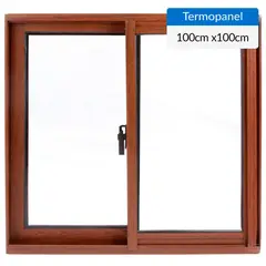WINTEC - Ventana termopanel aluminio 100x100 cm madera corredera