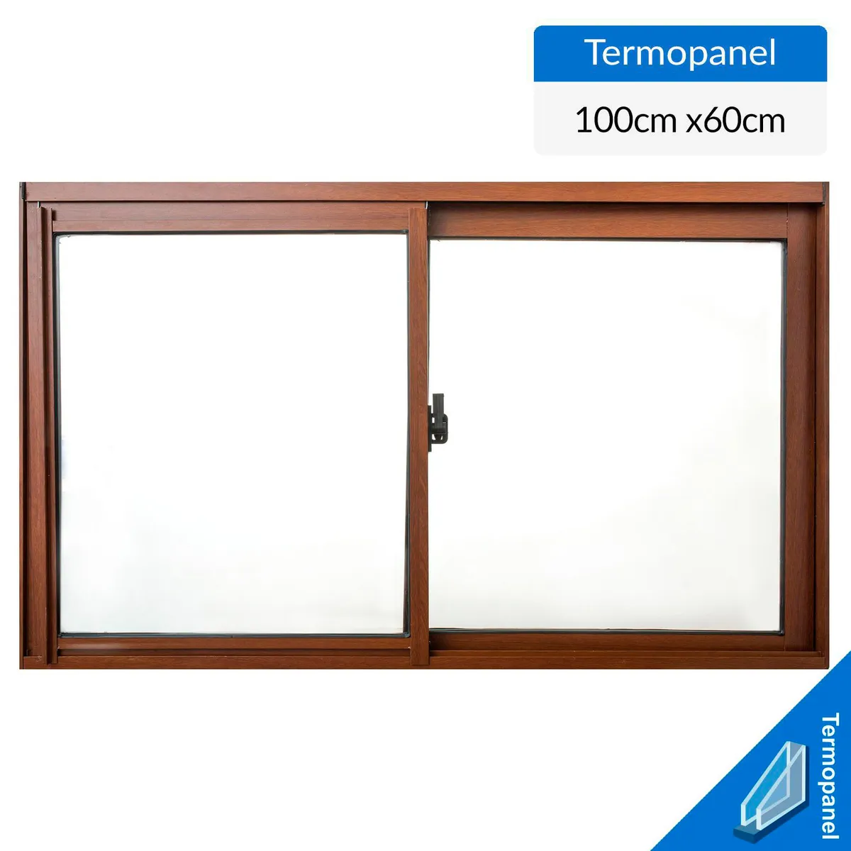 WINTEC - Ventana termopanel aluminio 100x60 cm madera corredera