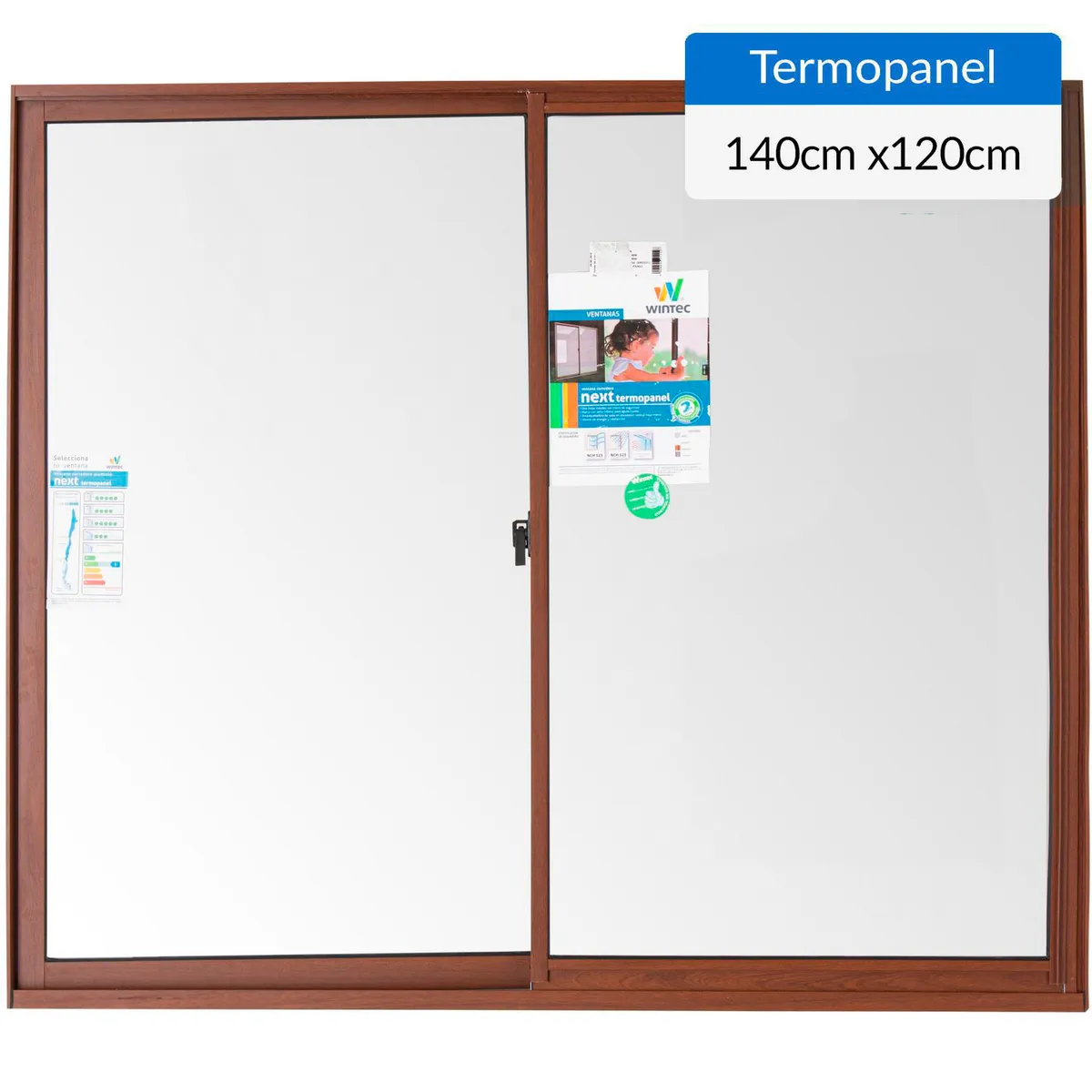 WINTEC - Ventana termopanel aluminio 140x120 cm madera corredera