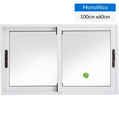 Ventana aluminio 100x60 cm monoltico blanco corredera