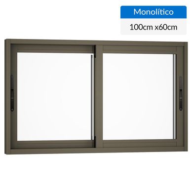 Ventana aluminio 100x60 cm monoltico titanio corredera