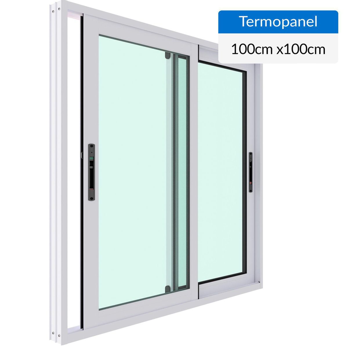 WINTEC - Ventana termopanel aluminio 100x100 cm blanco corredera