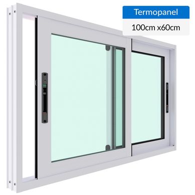 Ventana termopanel aluminio 100x60 cm blanco corredera
