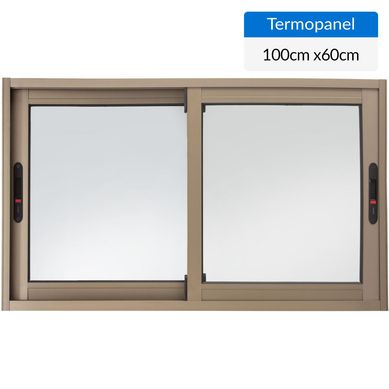 Ventana termopanel aluminio 100x60 cm titanio corredera