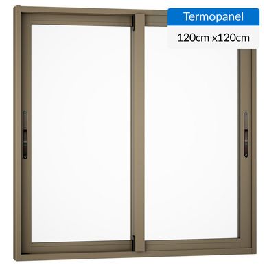 Ventana termopanel aluminio 120x120 cm titanio corredera