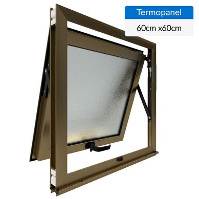 Ventana termopanel aluminio 60x60 cm titanio proyectante