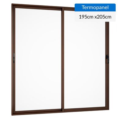 Ventana termopanel aluminio 195x205 cm madera corredera