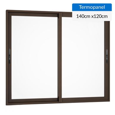 Ventana termopanel aluminio 140x120 cm madera corredera