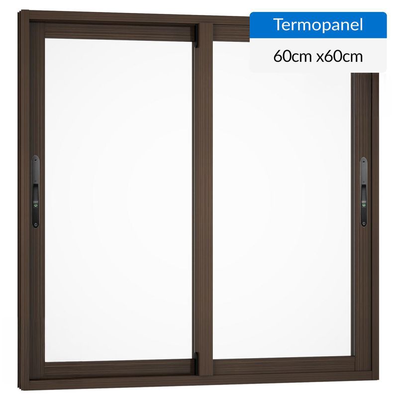 WINTEC - Ventana termopanel aluminio 60x60 cm madera corredera