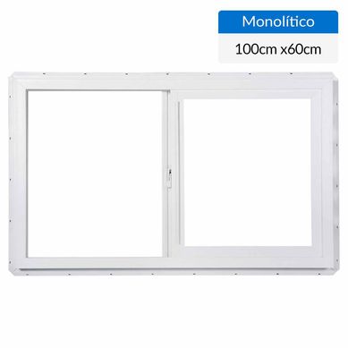 Ventana PVC 100x60 cm monoltico blanco corredera