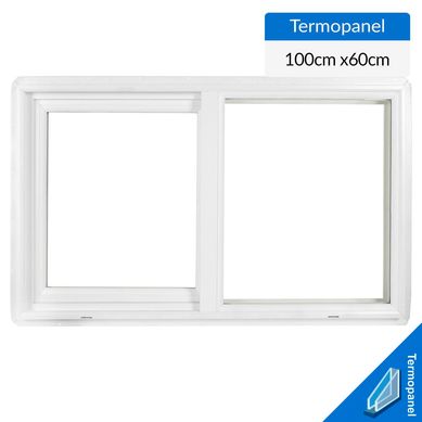 Ventana termopanel PVC 100x60 cm blanco corredera