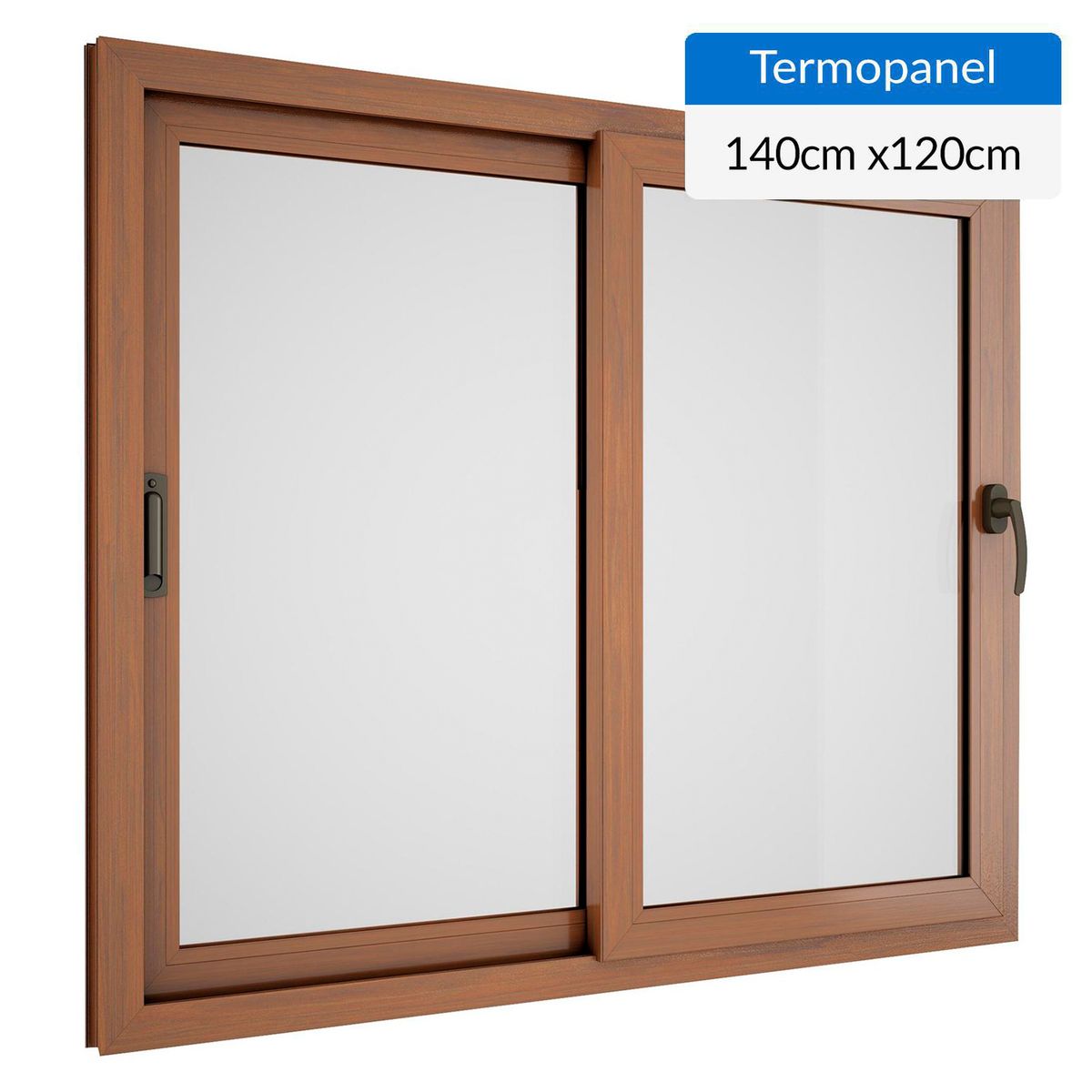WINTEC - Ventana termopanel PVC 140x120 cm roble corredera